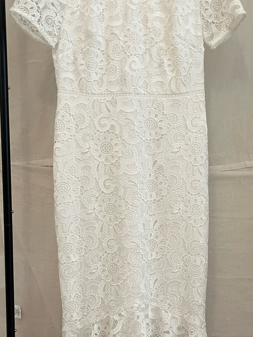 Shoshanna White Floral Lace Midi Dress